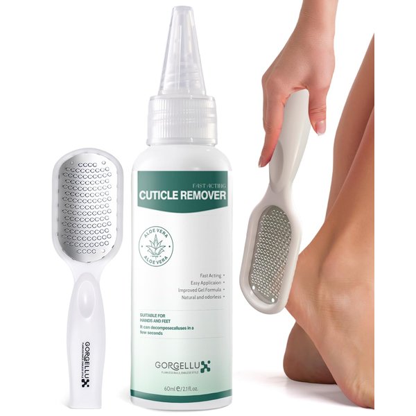 Gorgellux Callus Remover for Feet, Callus Remover Gel & Foot File Kit, Foot Callus Remover Gel Set for Dead Skin, Salon Pedicure Spa Kit, Callus Remover for Feet Gel