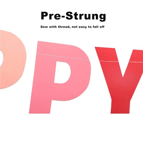 Happy Birthday Banner Pre-Strung with Colorful Dot Decoration Garland First Baby Shower Rainbow Red Party Supplies Cute Paper Flag Gold Letters Eco Reusable 24PCS for Adult,Kids,Girl,Women
