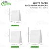 EcoQuality Medium White Kraft Paper Bags with Handles, 10x5x15 inches, 250 Count, Reusable, Durable, Ecofriendly, Multi-purpose Gift, Grocery, Party Bags