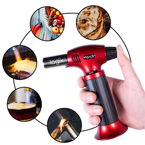 LOGIX 20911 Torch Lighters, Cooking Torch for Crème Brûlée, Butane Refillable, Mini, Culinary Torch