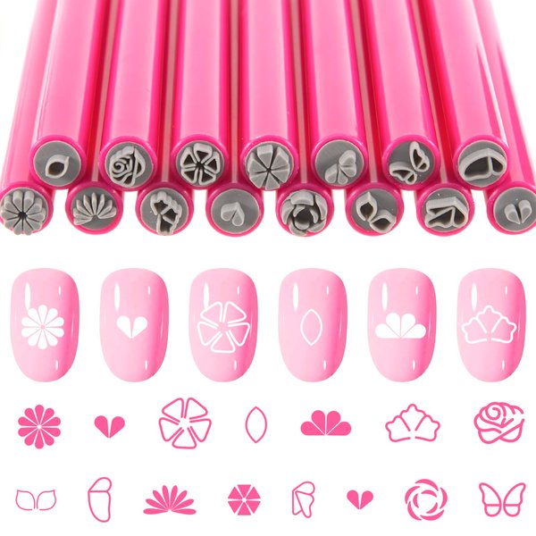DANNEASY Nail Art Stamp Pen Set (15PCS), 3s Quick DIY Nail Design Tools - Easy to Use, Butterfly Flower Nail Stamper Pens, Nail Art Decoration for DIY Salon Manicure Kit Nails Supplies