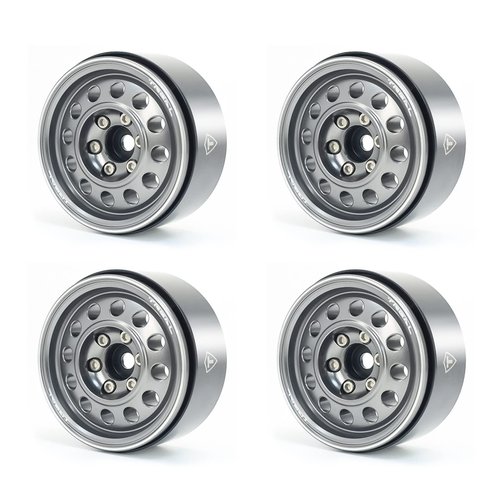 Treal Metal 1.9 Beadlock Wheel Rims 4pcs Vintage Design Wheel Hub for Wagon Wheel 1:10 RC Crawler -Type I (Silver)