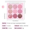 AMY'S DIARY Pink Shimmer Eye Shadow Makeup Palette 9 Colors, Highly Pigmented Matte Glitter Shimmer Pearl Waterproof Party Sparkling Eyeshadow Palette (02#)
