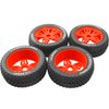 ShareGoo OD 4.52" 1/8 RC Buggy Rubber Tires Tyre w/ 5 Spoke Plastic Rim 17mm Hex Compatible with Arrma Kyosho Exceed RC Traxxas Redcat HSP HPI 1/8 Scale Off Road Car Buggy (Red)