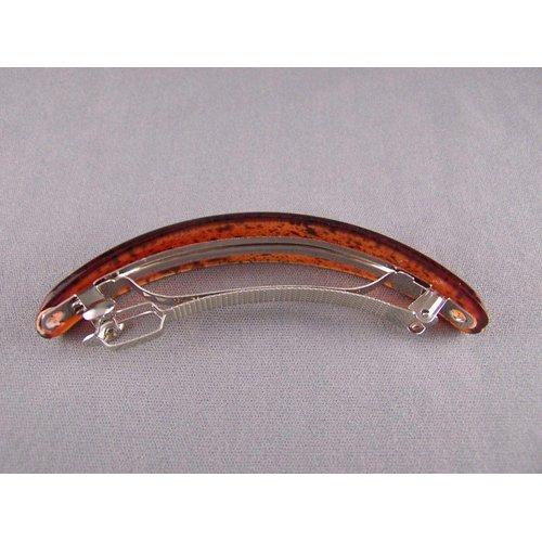 Brown Oval Shape Plastic Curved Barrette Hair Clip 4" Long 3/4" Wide Colored Hair Clips For Women Girls
