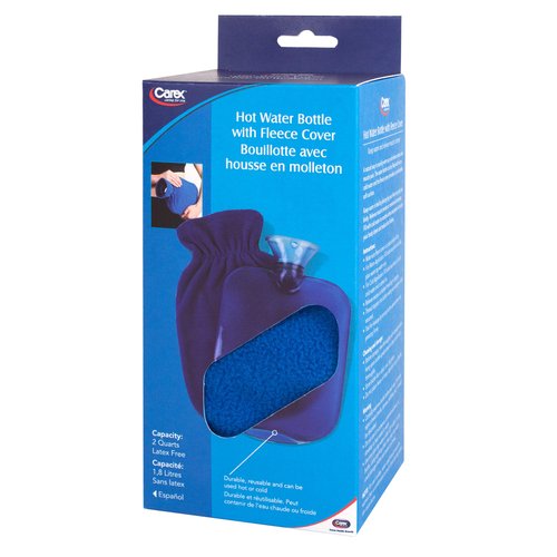Carex Hot Water Bottle With Cover, Rubber - Heat Therapy and Cold Therapy - For Cramps, Pain Relief, Arthritis, Aches and Pains