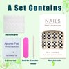 Short Press on Nails Square Fake Nails Black and White Checkerboard False Nails with Designs Glossy Full Cover Acrylic Glue on Nails Reusable Artificial Nails Holiday Party for Women 24PCS