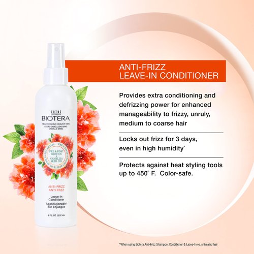 BIOTERA Anti Frizz Intense Smoothing Leave-in Conditioner | Extra Conditioning & Defrizzing | Frizzy or Unruly Hair | Vegan & Cruelty Free | Paraben Free | Color-Safe | 8 Fl Oz
