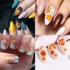 Fall Nail Stickers Maple Leaf Nail Art Water Decals Transfer Foils for Nails Supply Watermark Maple Leaves Flowers Pumpkins Design Nail Decals for Women Thanksgiving Nail Supplies Manicure Decor 12pcs