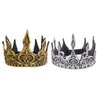 FonteeUS 2pcs Medieval King Crown for Men, Women and Kids, Stage Cosplay Crown Halloween Prop Party Favors, Gold and Silver
