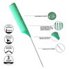 Vellen Hair Professional 9 Inch rat tail combs for hair stylists, PEI Material 430°F Heat Resistant and Antistatic, Pin tail comb with Long stainless steel for parting, styling and highlighting - 3 Pack (Green-Transparent)