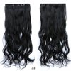 iLUU 24" 120g Long Natural Wave Full Head 5 Clips Hair Extension 1B# Natural Black Color Long Curly Hairpieces Heat-resistant Fiber Clip on in Synthetic Hair Extensions