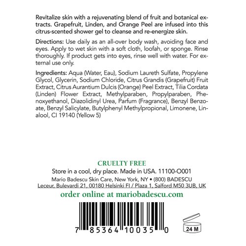 Mario Badescu Citrus Body Cleanser - Lightweight Shower Gel Body Soap with Grapefruit and Orange Peel Extracts - Fresh and Moisturizing Body Wash for Men and Women, 16 Fl Oz