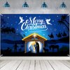 Christmas Nativity Backdrop Decoration, Merry Christmas Outdoor Religious Nativity Scene Banner, Holy Night Photo Booth Background Xmas Photography for Holiday Xmas Winter New Year Party, 43 x 73 Inch