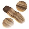 5 Pieces 20" Remy Clip in Hair Extensions Human Hair Light Brown to Dirty Blonde Highlight Brown Ombre - Silky Straight Short Thick Real Hair Extensions for Women (20 inches, (6T24) P6, 100grams)