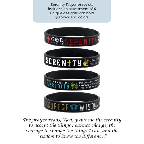 Inkstone Serenity Prayer Bracelets Silicone Wristbands Unisex Sobriety Recovery Gifts