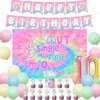Tie Dye 10th Birthday Decorations for Girls, Peace Out Single Digits I’m 10 Pastel Macarons Backdrop Balloons 60s 70s Hippie Theme Tenth Birthday Party Supplies for 10 Year Old Girl