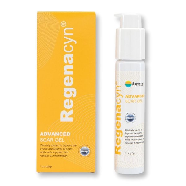 Regenacyn Advanced Scar Gel, Soothing Hydrogel for Acne Scars, Surgical Scars, Keloid Scars, Remedy with All-Natural Hypochlorous Acid, Stretch Mark Remover, 1oz