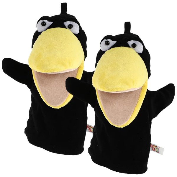 LUOZZY 2pcs Crow Hand Puppets Kids Cartoon Animal Puppet Toys Story Telling Hand Puppets Children Creative Gifts