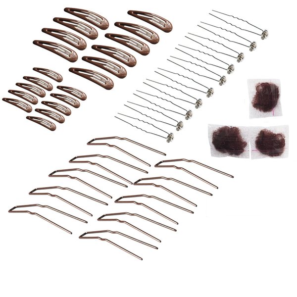 ROCST Snap Hair clips hair style accessories kits for girl women ballet dance U shaped hair pins Bobby clips,42pcs (Brown, 3 inch Kit)