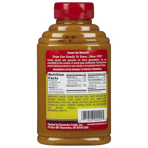 Beaver Brand Sweet Hot Mustard, 13 oz Squeezable Bottles, 2 pk