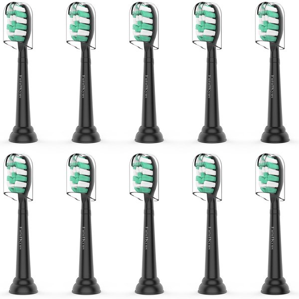 Toothbrush Replacement Brush Heads for Philips Sonicare, Electric Sonic Tooth Refill Head 4100 C1 C2 G2 Plaque Control, 10 Pack, Black