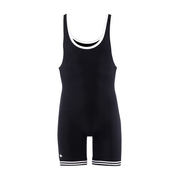 Matman Wrestling Singlet Double Knit Nylon Youth Boys Kids Weightlifting Made in USA (Black/White, X-Small)
