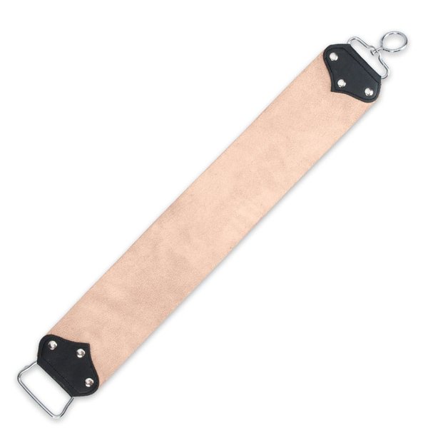KRIEGAR Extra Wide Double Sided Hanging Strop - Smooth Buffalo Leather, Coarse Suede - Swivel Hook - Yields Sharpest Blade Edges Possible - Great for Pocket Knives, Straight Razors AND More - 3" x 21"
