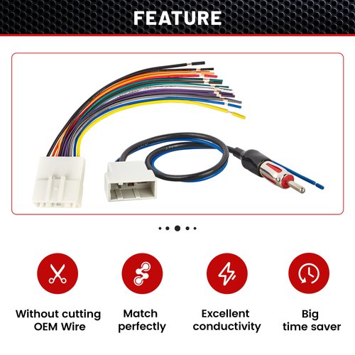 RED WOLF Car Radio Stereo Wire Harness with Antenna Adapter Cable Connector for Select 2007-2013 Nissan Subaru Infiniti Murano