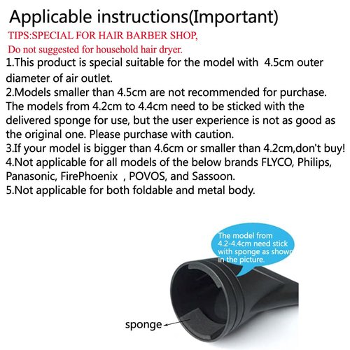 2PCS(Special for Hair Barber Shop,Not for Most of Home Hair Dryer)4.5cm Black Plastic Salon Hair Dryer Nozzle Replacement Narrow Concentrator Replacement Blow Flat Hair Drying Nozzle