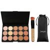 JewelryWe 15 Professional Warm Color Foundation Contour Concealer Camouflage Makeup Palette Face Contouring Kit with Cosmetic Brush