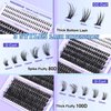 TOOCHUNAG Fluffy Lash Clusters with Bottom Lashes Thick Cluster Eyelash Extensions Wispy Individual Lashes with Lower Eyelash Clusters 10-18mm 80D+100D Clusters Lashes DIY Curly Lash Extension at Home