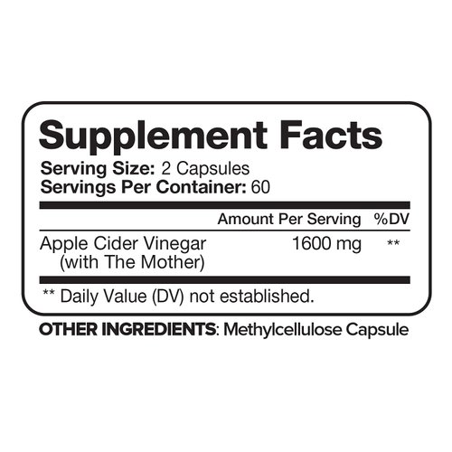 Nutrivein Apple Cider Vinegar Capsules with Mother - 1600mg - 120 Vegan Pills - Supports Healthy Diet, Digestion, Keto, Cleanser - Best Supplement for Immune System - ACV Raw
