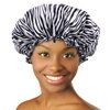 DONNA ARGAN Patterned Sleep Cap Hair Sleep Shower Cap Bonnet Satin Bonnet for Sleeping Hat XL Zebra Black