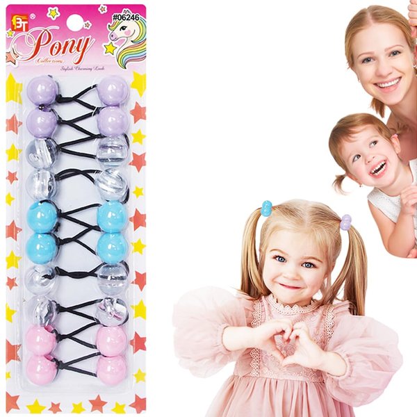 10 Pcs 20mm Ball Hair Ties Ponytail Holders Twinbead Bubble Balls Hair Accessories for Girls Kids Toddler (Clear/Pastel Purple/Sky Blue/Pink)