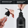 Segbeauty Matte Black Shampoo Dispenser, 2pcs 16.9oz Empty Refillable Pump Bottle with Labels, 500ml Plastic Press Lotion Dispenser Bathroom Shower Containers for Conditioner Body Soap Hand Soap