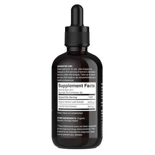 Dr Sosnowski's BioActive Mullein Leaf Drops 120ml | Super High Strength 1200mg Per Serving | 2 Month Supply | 1200mg Organic Mullein Leaf Extract with 600mg Licorice Root Extract