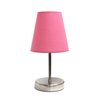 Simple Designs LT2013-PNK Mini Basic Sand Nickel Table Lamp with Fabric Shade, Pink