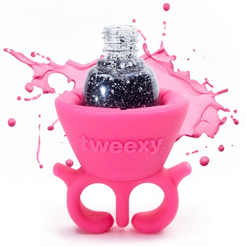 Tweexy Wearable Nail Polish Holder Ring - Ideal Gift for Teenage Girls - Nail Polish Holder Stand for Manicure & Pedicure, Fingernail Painting - Nail Polish Accessories (Bonbon pink)