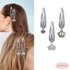 8 Pcs Crown Pendant Snap Clips Silver Hair Clips Sweet Barrettes Girl's Party Festivals Hair Accessories MGPFERD