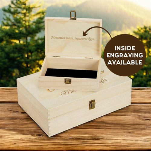 Personalized Wooden Keepsake Box - Custom Engraved Memory Box for Travel Souvenirs, Photos, Letters, Wedding Gifts, Anniversary Gifts, Valentine's day, Adventure Keepsake Box for Travelers and Couples