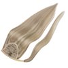 Full Shine Hair Extensions Ponytail Real Human Hair Ash Blonde Highlights Bleach Blonde Ponytail Hair Extensions Natural Straight Hair Pieces Clip in Extensions 80Grams 22Inch