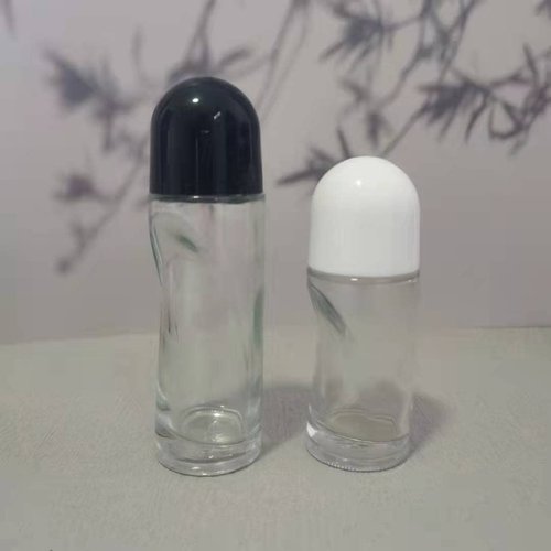 2Pcs 70ml/2.36oz Clear Glass Deodorant Roller Bottle with Plastic Roller Ball & Black Lid Deodorant Bottles Essential Oil Roller Bottles Empty Deodorant Containers, Thin-Waist Style