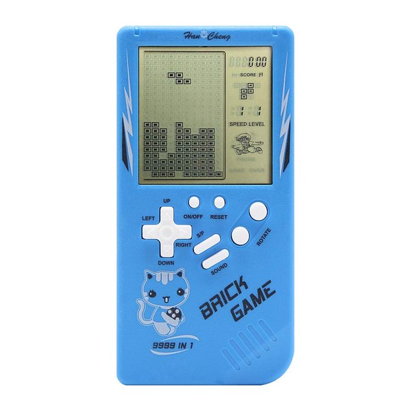 Retro Big Screen Brick Game Console 9999 in 1 Tank/Racing/Shooting Casual Puzzle Game Adjustable Difficulty and Speed Small and Easy to Carry Best Gifts (Blue)