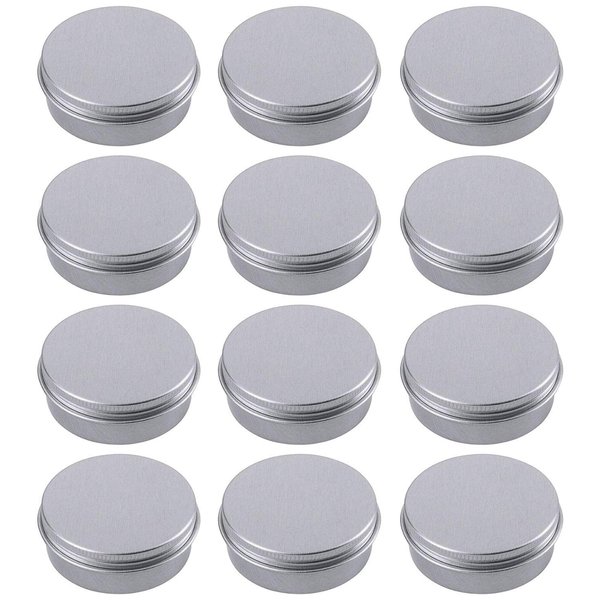 1 Ounce Aluminum Tin Jar Refillable Containers 30ml Aluminum Screw Lid Round Tin Container Bottle for Cosmetic,Lip Balm, Cream, 12 Pack.