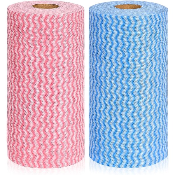 JEBBLAS Reusable Cleaning Wipe, Household &Kitchen Towels,Disposable Cleaning Cloth, Dish Cloth Dish Towels Dish Rags Reusable Kitchen Paper Towels, Wash Towels, 2 Rolls of 200 Sheets