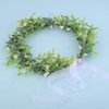 Wiwpar Boho Flower Headband Green Leaf Flower Fairy Wreath Headpiece Adjustable Bridal Flower Garland Headband Ribbon Wreath Christmas Holly Hair for Costume Wedding (Style3)