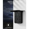 Wall Outlet Extender - Surge Protector 6 AC Outlets Multi Plug Outlet with Shelf, 2 USB and USB C Charging Ports Wall Plug Expander, USB Wall Charger Outlet Splitter for Home (Black)