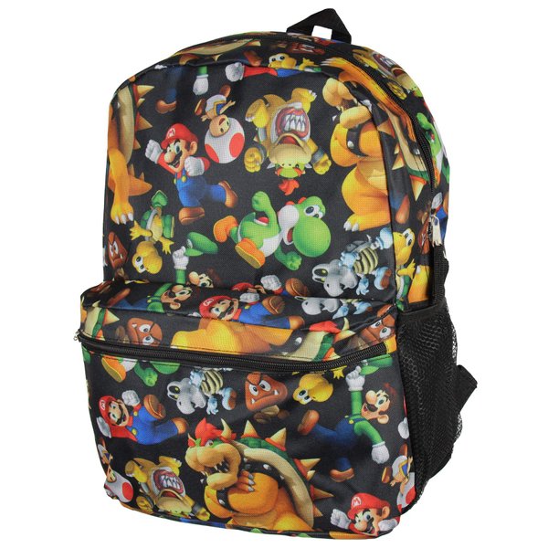 Super Mario Bros. Backpack All Over Character Print 16" Bag