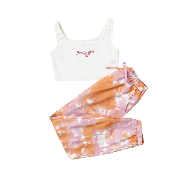 SOLY HUX Girl's 2 Piece Outfits Letter Crop Top and Pant Sets Cute Clothes Fashion 2023 Multicoloured 11-12Y